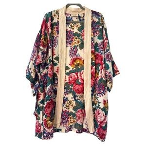 Victoria’s Secret Vintage Gold Label Floral Silk Robe One Size